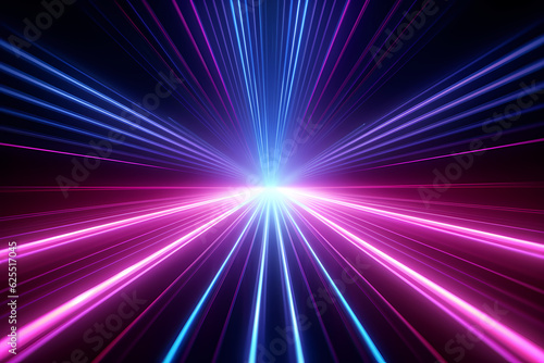 3D Render neon rays blue and purple background  Generative AI