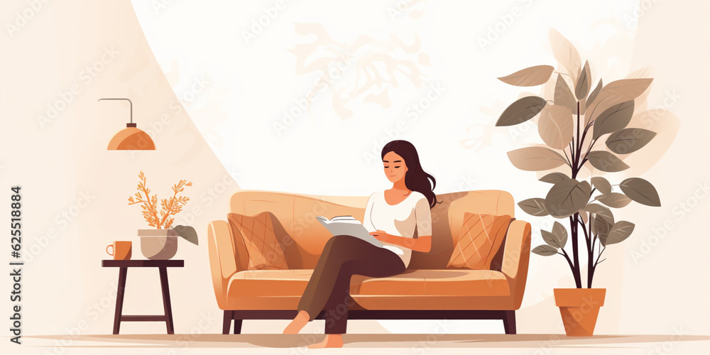 woman sitting on a sofa woman sitting on a sofa