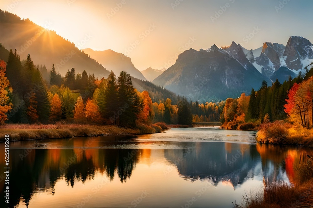 sunrise in the mountains generated AI sunrise in the mountains generated AI