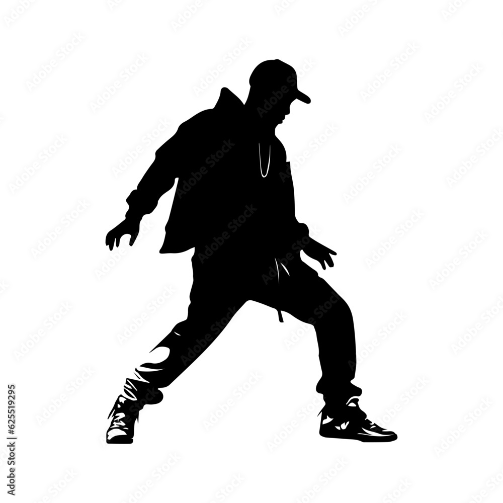 Hip-hop dancer silhouette illustration - obrazy, fototapety, plakaty 