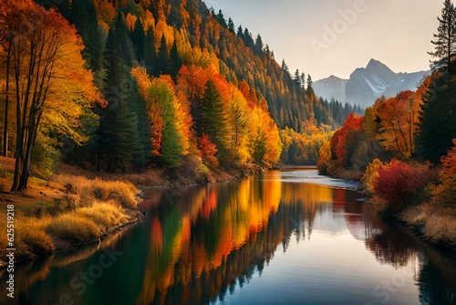 autumn landscape in the mountains generated Ai