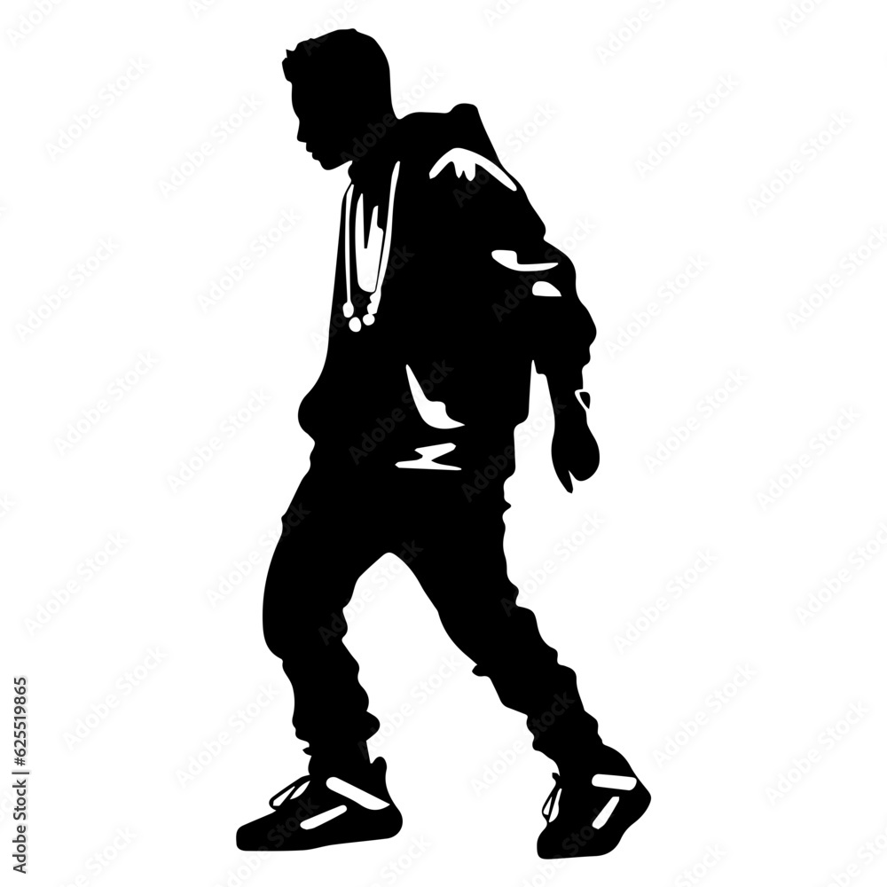 Hip hop dancer silhouette illustration Hip hop dancer silhouette illustration
