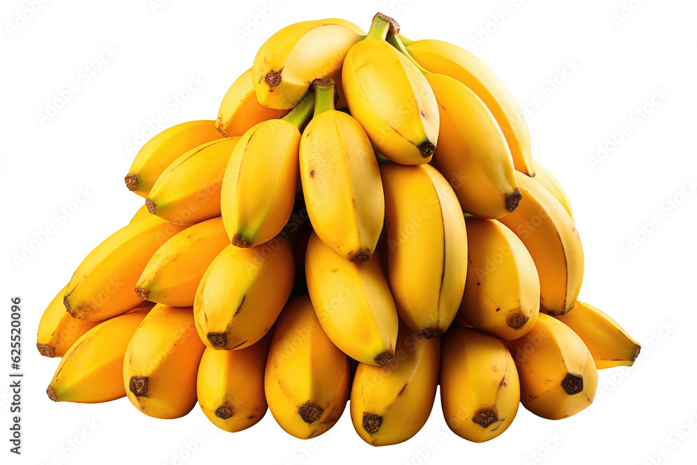 yellow bunch bananas isolated on transparent background 