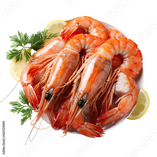 shrimps isolated on transparent background . cooking concept .
