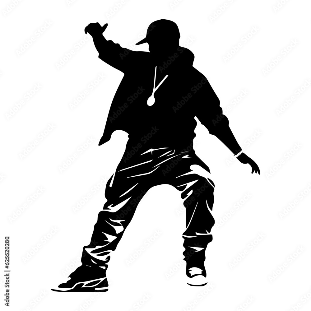 Hip hop dancer silhouette illustration