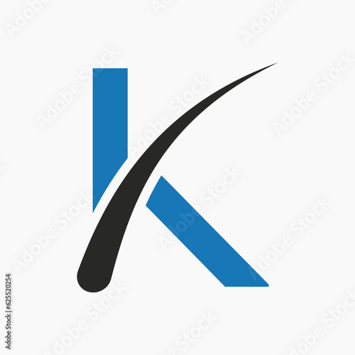 Letter K Hair Treatment Logo Vector Template. Hair Care Symbol