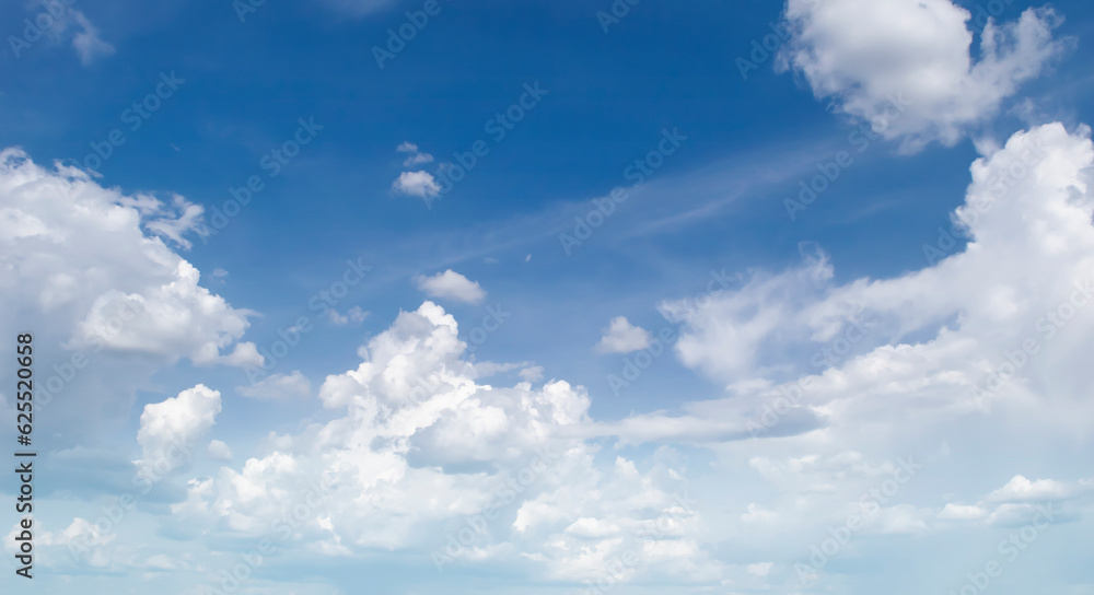 Large white clouds. Sky with fluffy white cloudscape texture. Wide blue sky nature background, cloudy, horizontal Large white clouds. Sky with fluffy white cloudscape texture. Wide blue sky nature background, cloudy, horizontal