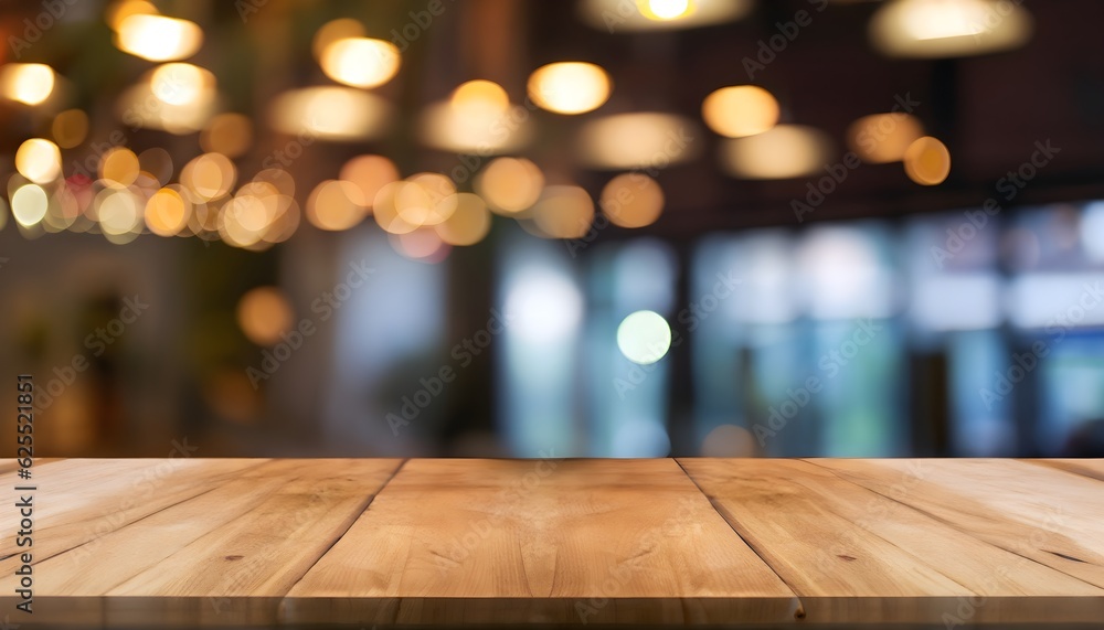 room with table and bokeh, light, night, christmas, blur, lights,  AI generated	