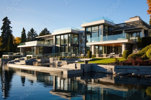 A lavish residence located in Vancouver, Canada set against a backdrop of clear blue skies. © 2rogan
