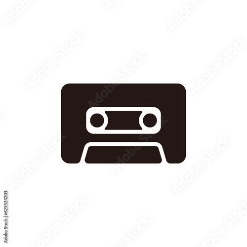 Cassette tape icon.Flat silhouette version.