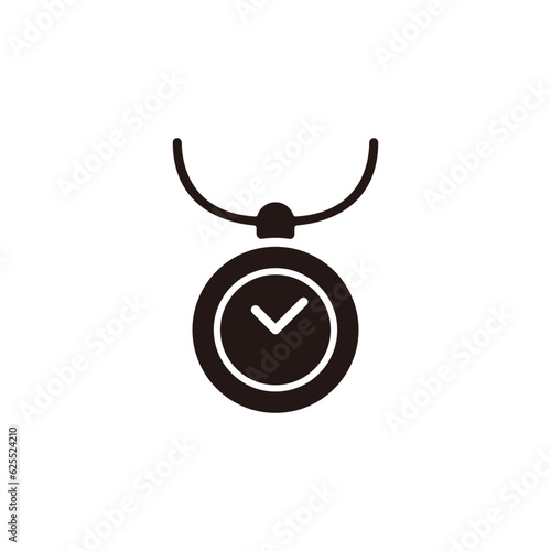 Necklace of clock icon.Flat silhouette version.