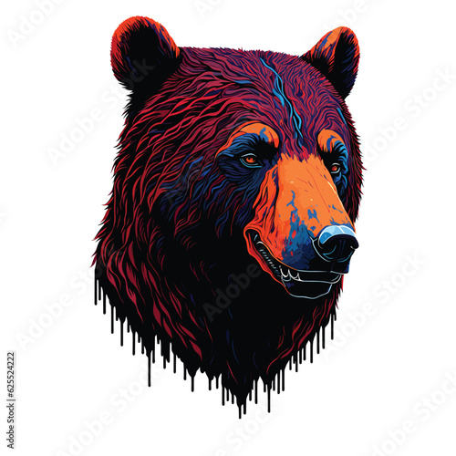 Bear head colorful concept in isolated illustration on white background