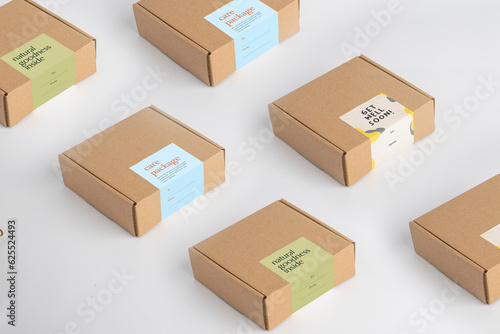 Fotografía Carton gift box mockup with cover, isolated