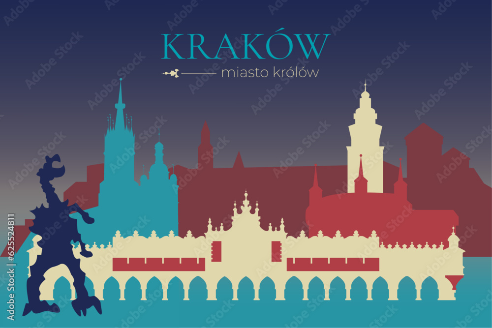 Night Cracow Silhouette, Skyline Background