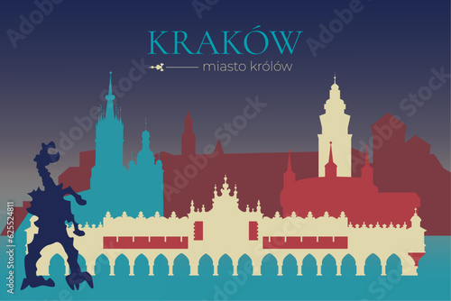 Night Cracow Silhouette, Skyline Background