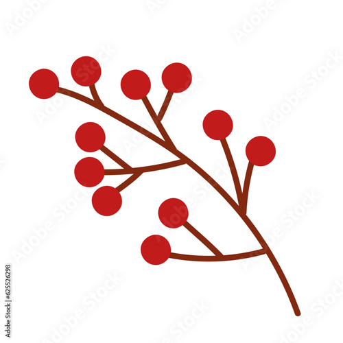 Flat rowanberry branch vector clipart