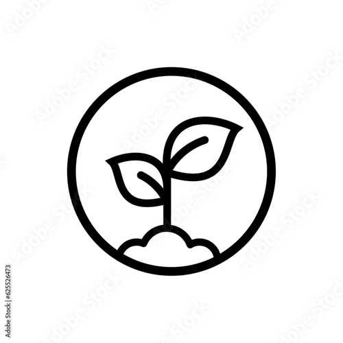 Tree plantation, plant care , planting education logo and vector icon design black and white, green icon.