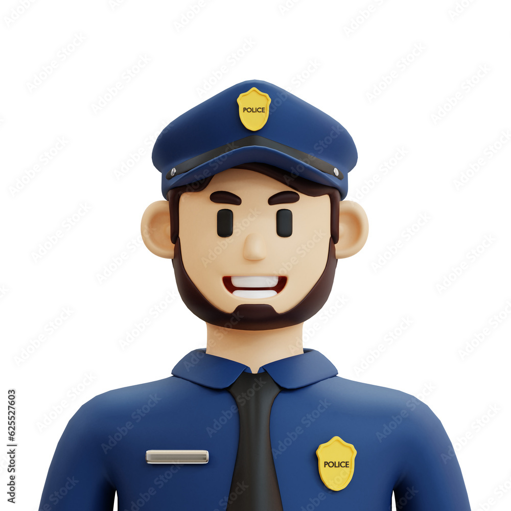 3d rendering Male Police Character 3d rendering Male Police Character