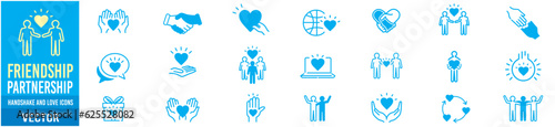 Friendship Charity Partnership love line icons. 