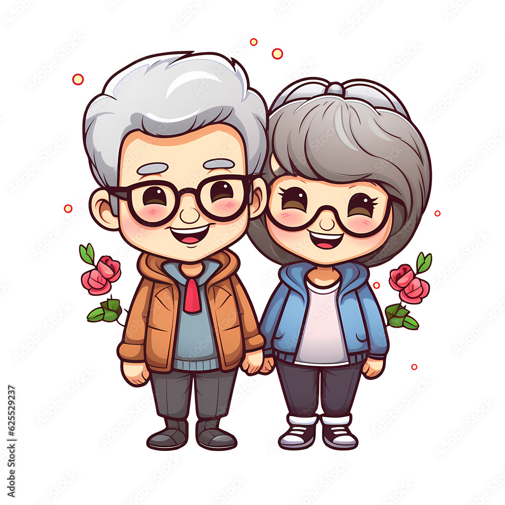 Cute Happy Grandparents Illustration Cute Happy Grandparents Illustration