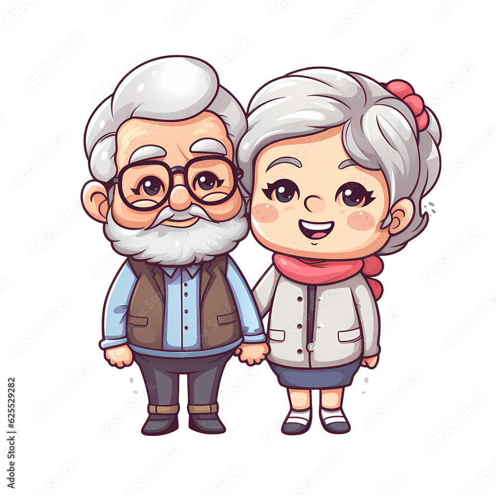 Cute Happy Grandparents Illustration Cute Happy Grandparents Illustration