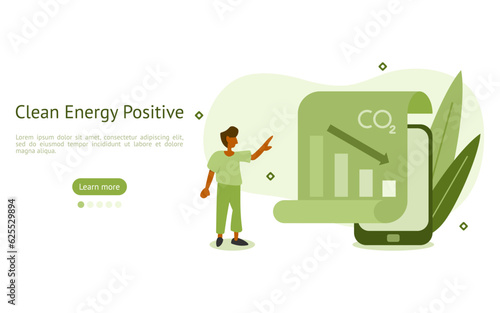 sustainability illustration set. characters using clean energy to electricity, that keeps carbon dioxide down. clean energy and saving money concept. vector illustration.