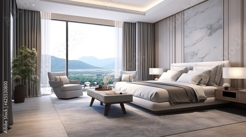 3d render luxury hotel room