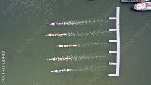 default2023 July 1,Hong Kong. Competitive racing in the Dragon Boat Festival in Lamma island .Dragon Boat festival, Dragon boat racing is a popular water sport in Hong Kong.
