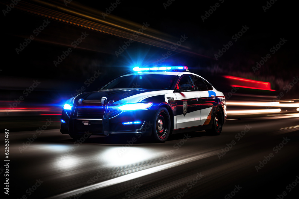 Obraz premium Speeding Cop Car Created with Generative AI