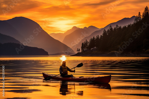 Kayaking at Sunset Created with Generative AI
