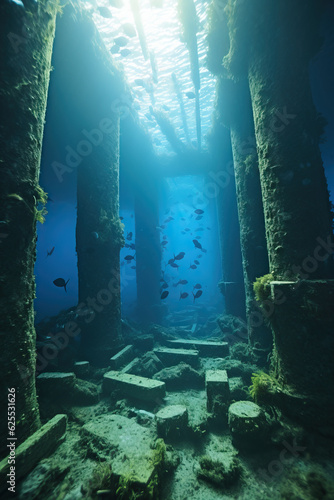 Ancient Ruins underwater Created with Generative AI © Rajko