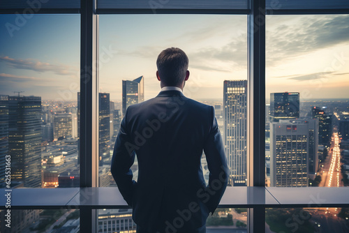 Businessman Looking Out Window Created with Generative AI