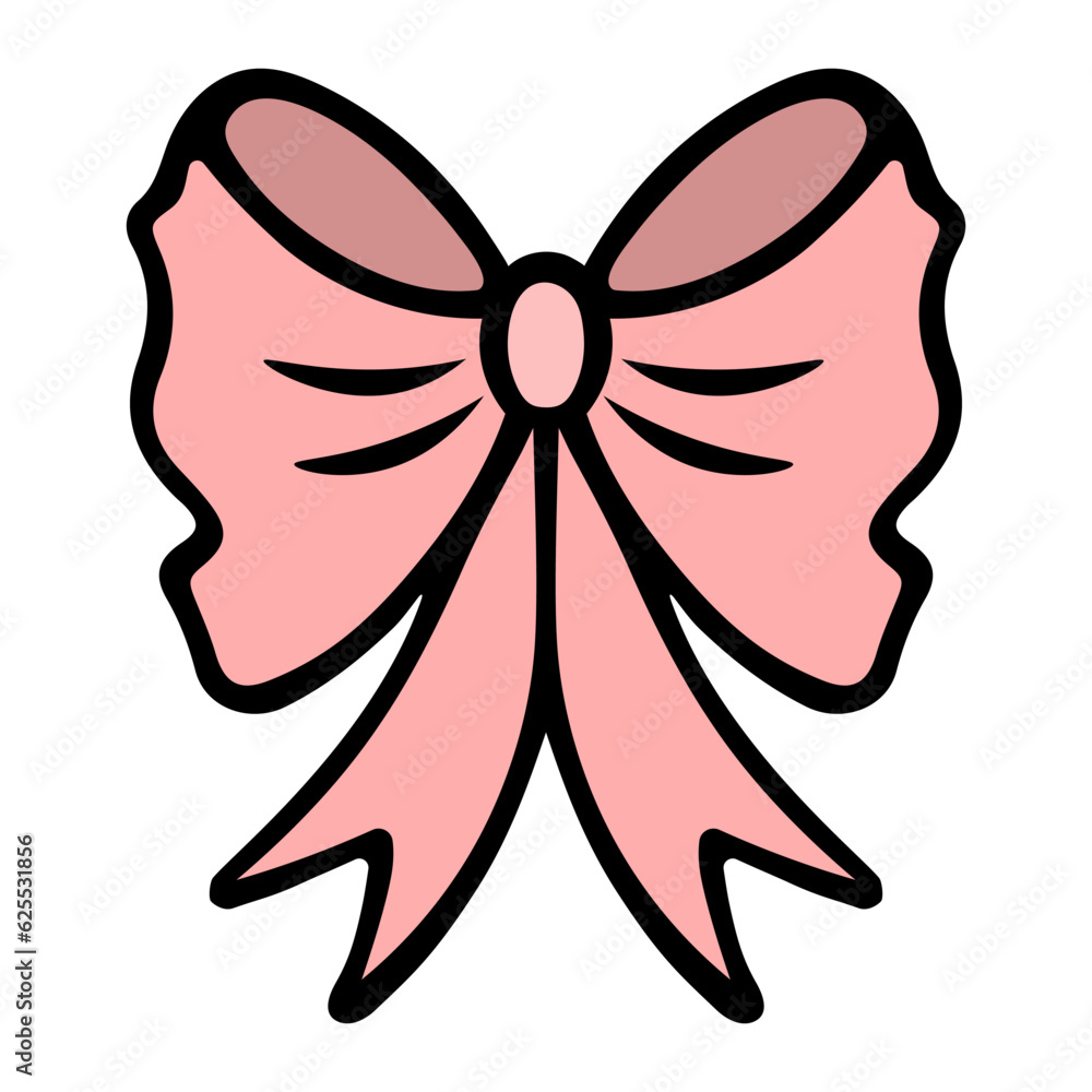 Fluffy pink bow. Gift decoration. Ribbon tied nicely. Color vector illustration. Isolated background. Cartoon style. Romantic print. Idea for web design, invitations, postcards. Fluffy pink bow. Gift decoration. Ribbon tied nicely. Color vector illustration. Isolated background. Cartoon style. Romantic print. Idea for web design, invitations, postcards.