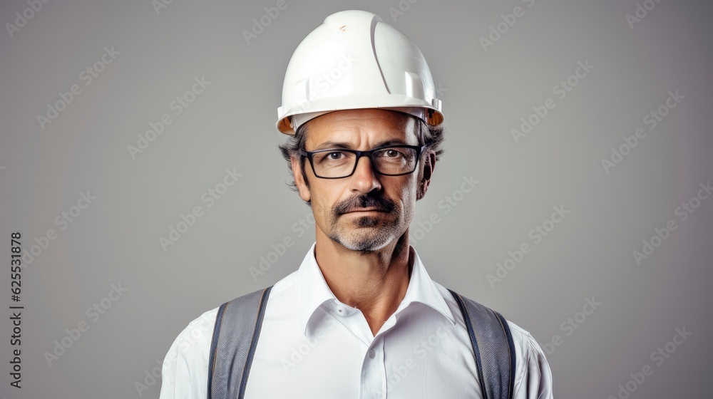 senior construction manager on white background senior construction manager on white background