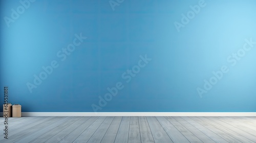 empty interior background room blue wall