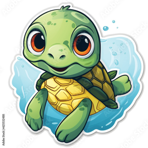 Cute Cartoon Sulcata Tortoise Stickers