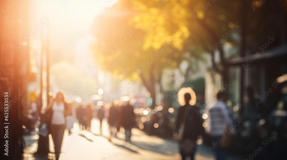 Blurred people walking in the street with soft bokeh Blurred people walking in the street with soft bokeh