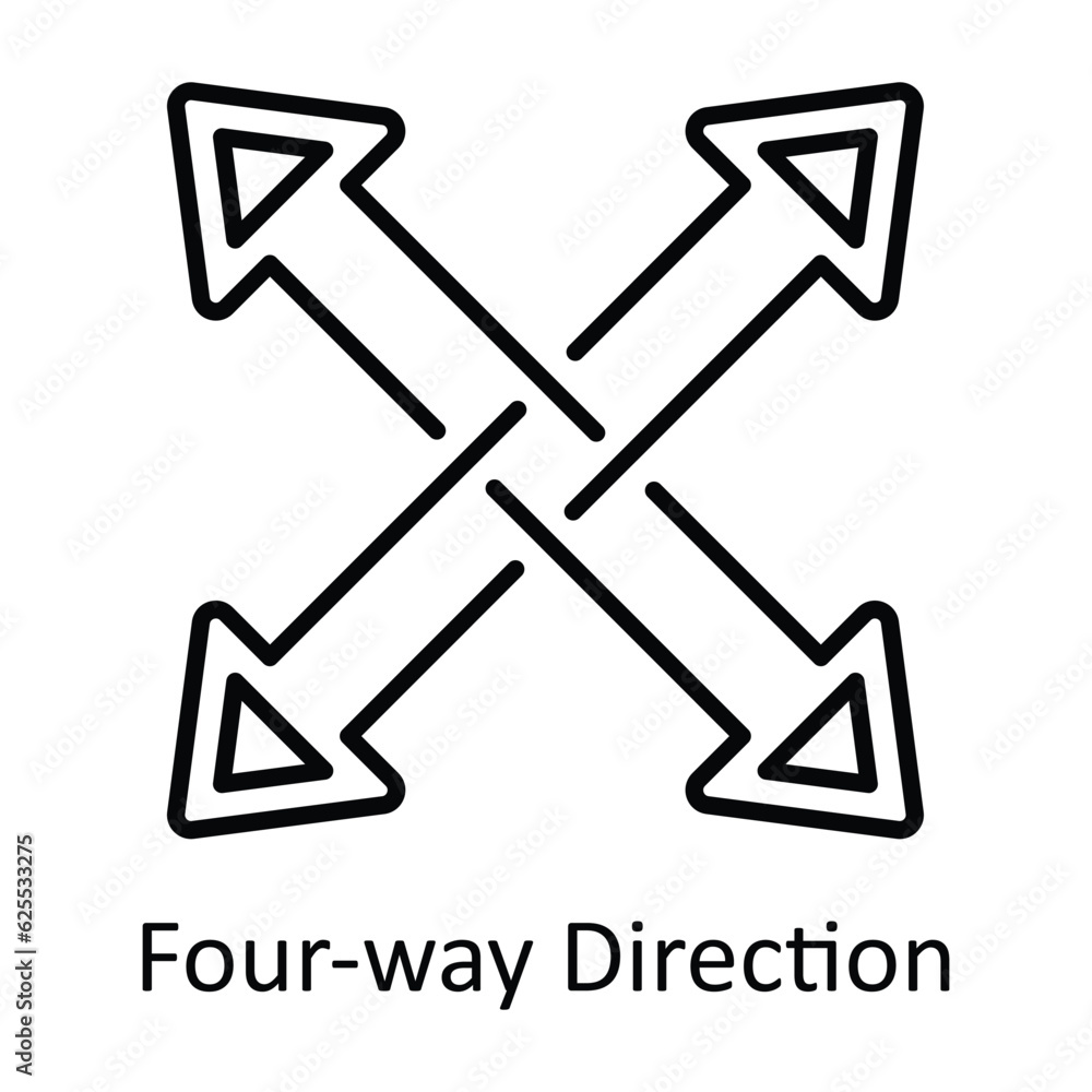 Four-way Direction Outline Icon Design illustration. Map and Navigation Symbol on White background EPS 10 File Four-way Direction Outline Icon Design illustration. Map and Navigation Symbol on White background EPS 10 File