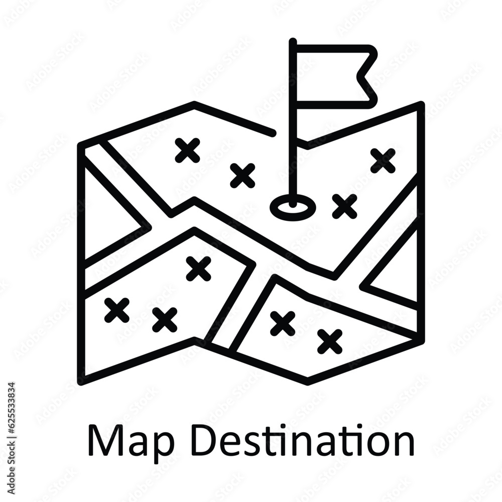 Map Destination Outline Icon Design illustration. Map and Navigation Symbol on White background EPS 10 File Map Destination Outline Icon Design illustration. Map and Navigation Symbol on White background EPS 10 File