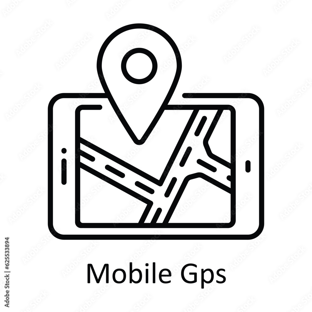 Mobile Gps Outline Icon Design illustration. Map and Navigation Symbol on White background EPS 10 File Mobile Gps Outline Icon Design illustration. Map and Navigation Symbol on White background EPS 10 File
