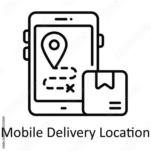 Mobile Delivery Location Outline Icon Design illustration. Map and Navigation Symbol on White background EPS 10 File
