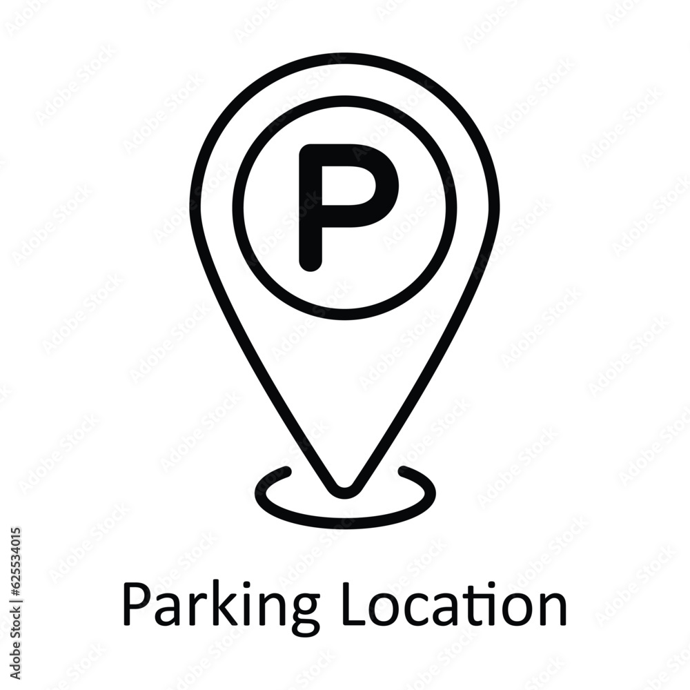 Parking Location Outline Icon Design illustration. Map and Navigation Symbol on White background EPS 10 File Parking Location Outline Icon Design illustration. Map and Navigation Symbol on White background EPS 10 File