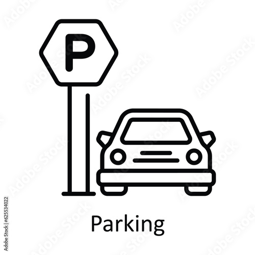 Parking Outline Icon Design illustration. Map and Navigation Symbol on White background EPS 10 File