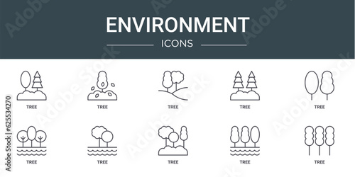 set of 10 outline web environment icons such as tree, tree, tree, vector icons for report, presentation, diagram, web design, mobile app