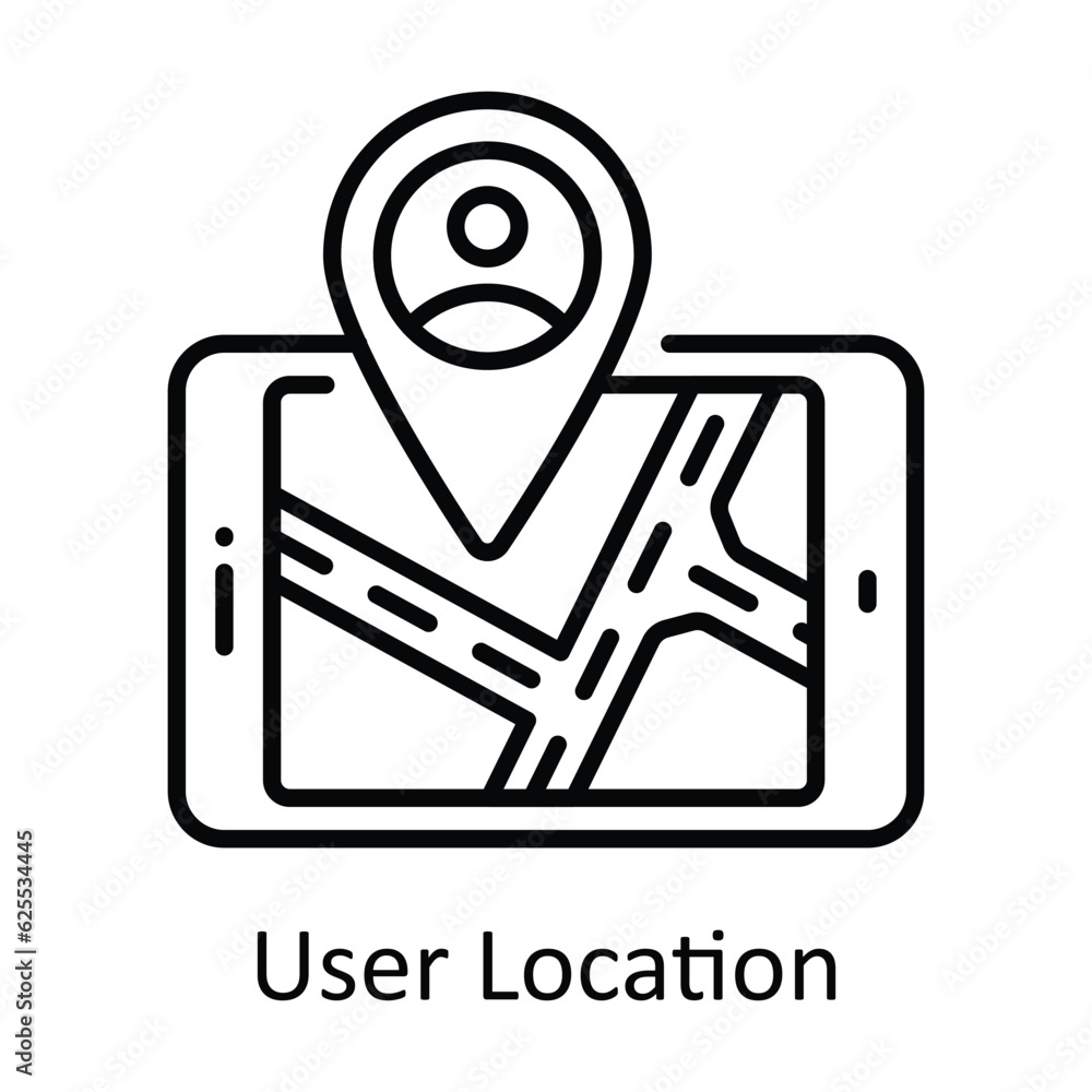 User Location Outline Icon Design illustration. Map and Navigation Symbol on White background EPS 10 File