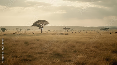 Photographie African savanna, yellow grass