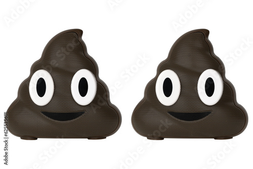 Wireless speaker on a white background. Wireless speaker in the shape of a poop close-up isolated on a white background.