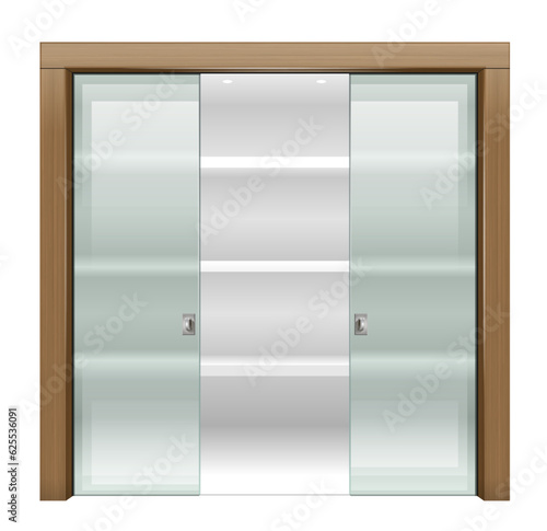 Sliding wooden glass door wardrobe