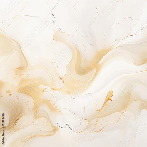yellow brown and white marble background with acrylic paint waves.