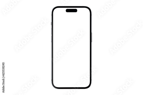 Smartphone with a blank screen on a white background. Smartphone mockup closeup isolated on white background.